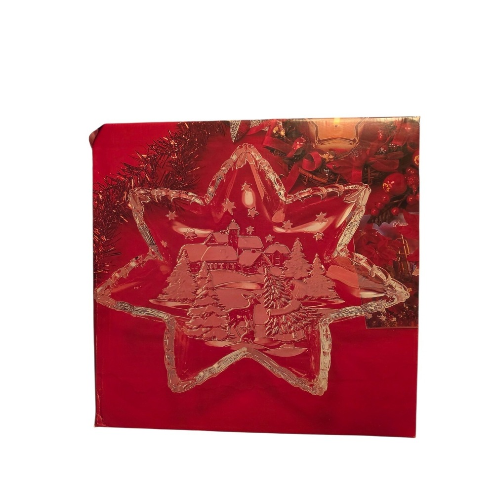 Vintage Mikasa Christmas Star Server Winter Christmas Glass Serving‎ Dish